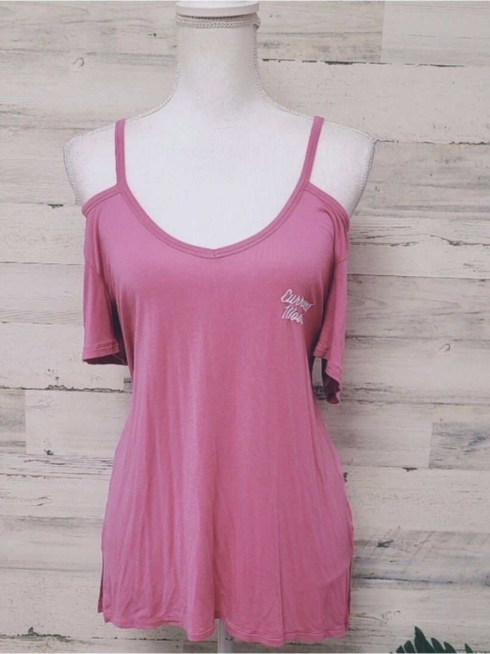 PINK Victoria's Secret Dusty Rose Cold-Shoulder Tank Top